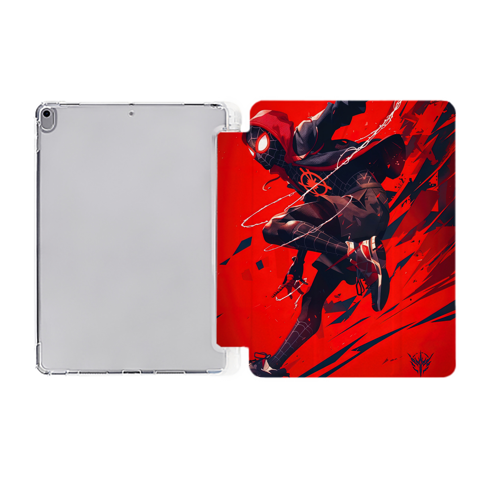 （画像用） Spider Man スパイダーマン IPad ケース ペン収納付き 三つ折りスタンド PUレザー×シリコン 対応機種9.5/10.5/10.9インチ